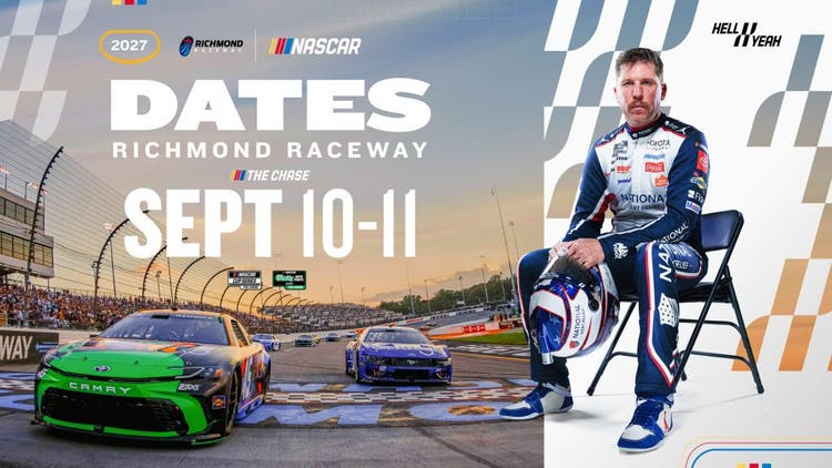 A graphic featuring Richmond Raceway dates for 2027.
